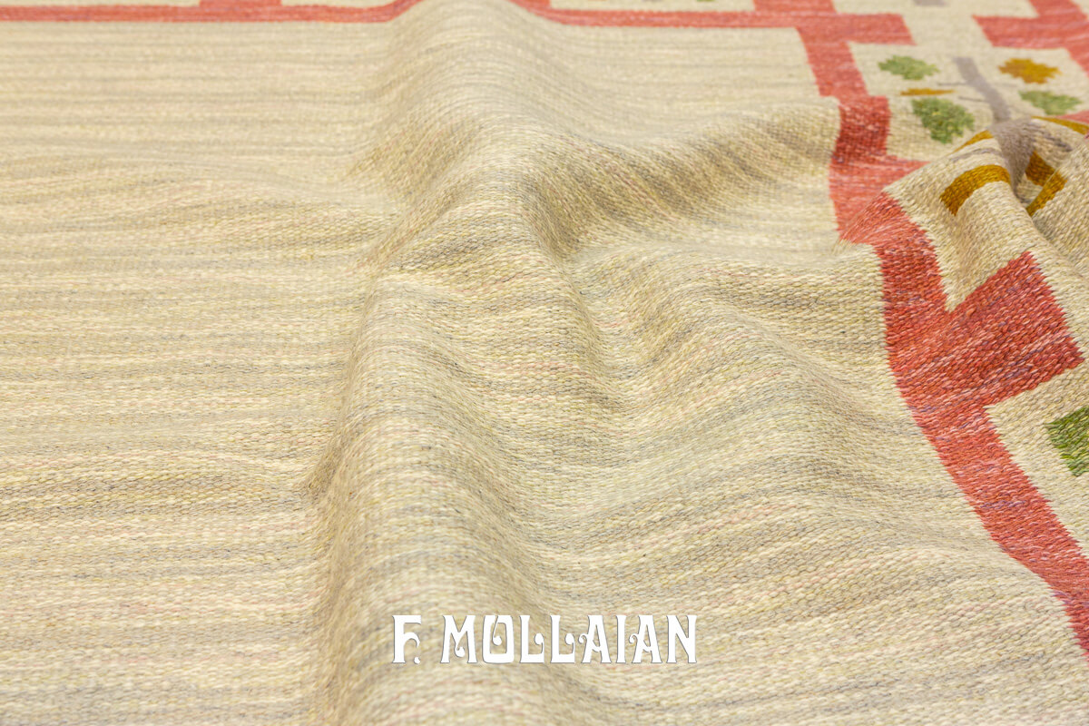 Scandinavian Rollakan Swedish Rug Beige/Pink Color n°:244398